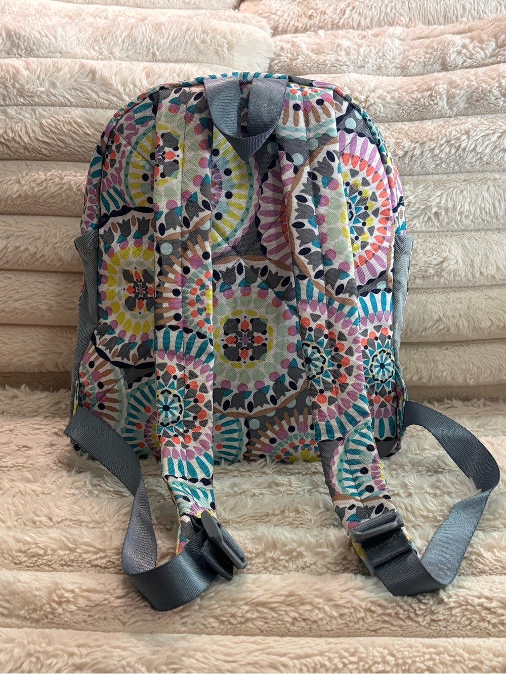 Vera Bradley Gray Backpack with Multicolor Medallion Print - Picture 2 of 7